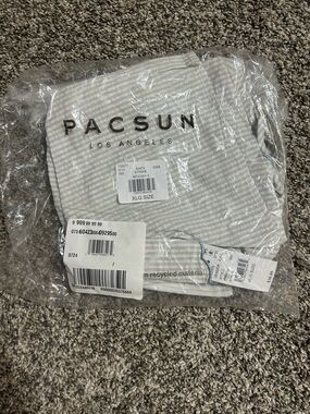 PacSun White & Light Blue Striped Scoop Neck Tank